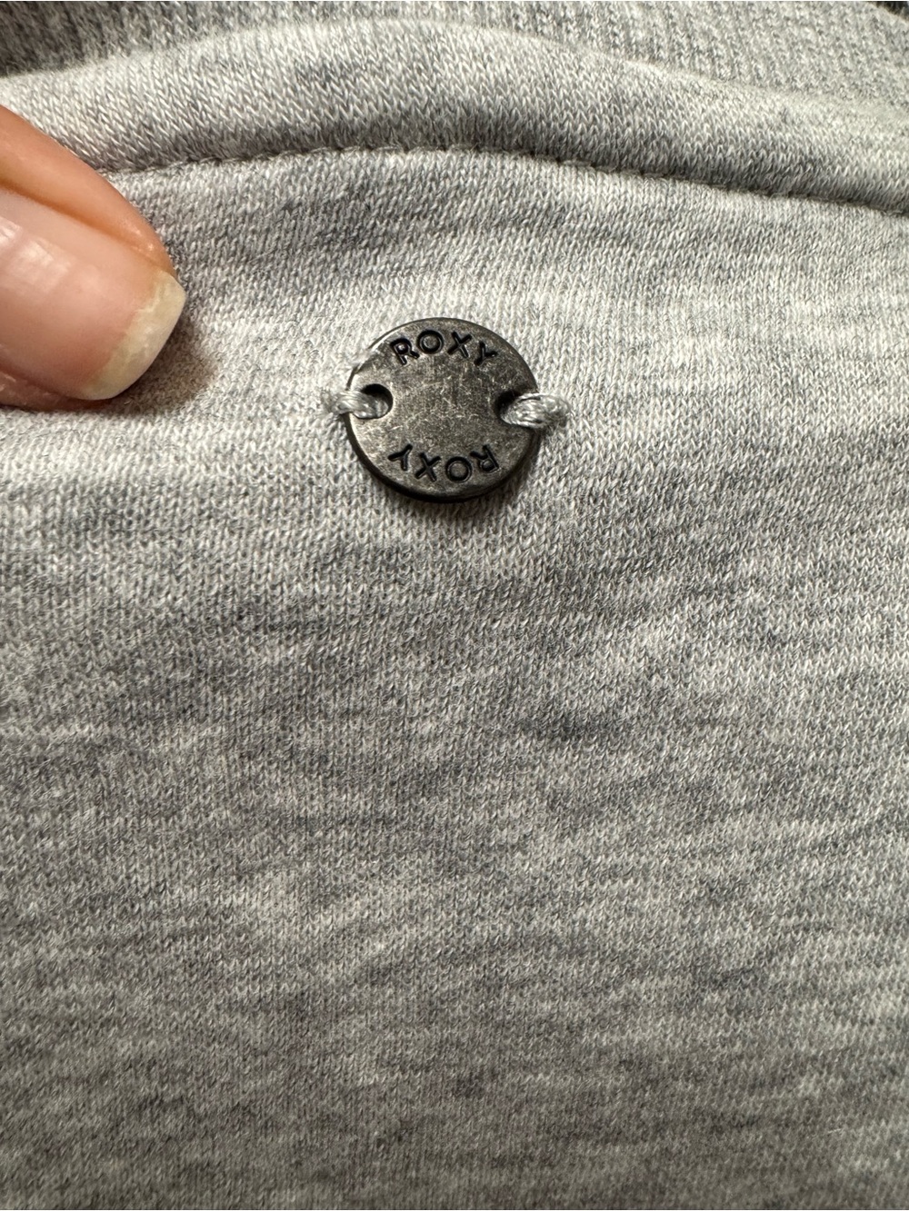 Roxy Light Gray Crewneck Sweatshirt with Branded Metal Accent - Picture 2 of 4